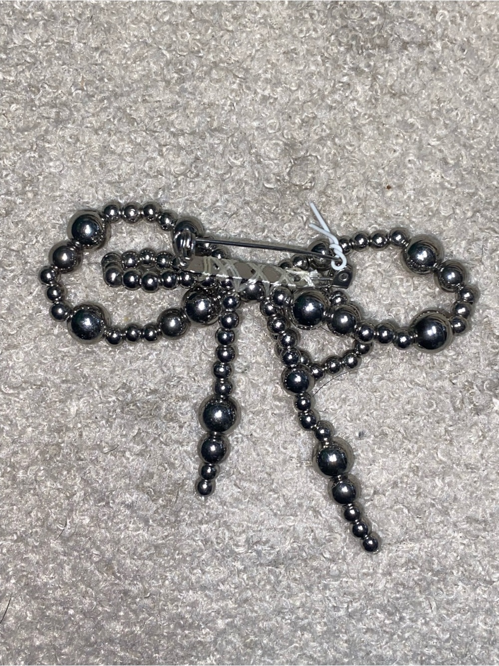 Amazon Silver Beaded Bow Hair Clip